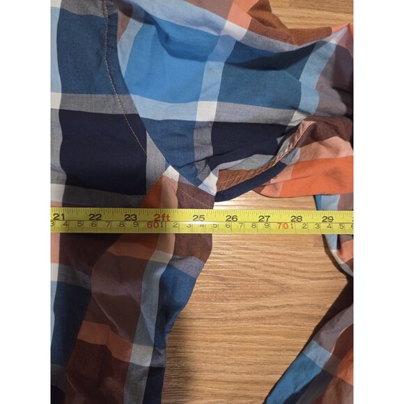 Au Noir Long Sleeves Shirt Size 7 Orange and Blue Squared Pre-Owned - Picture 8 of 8
